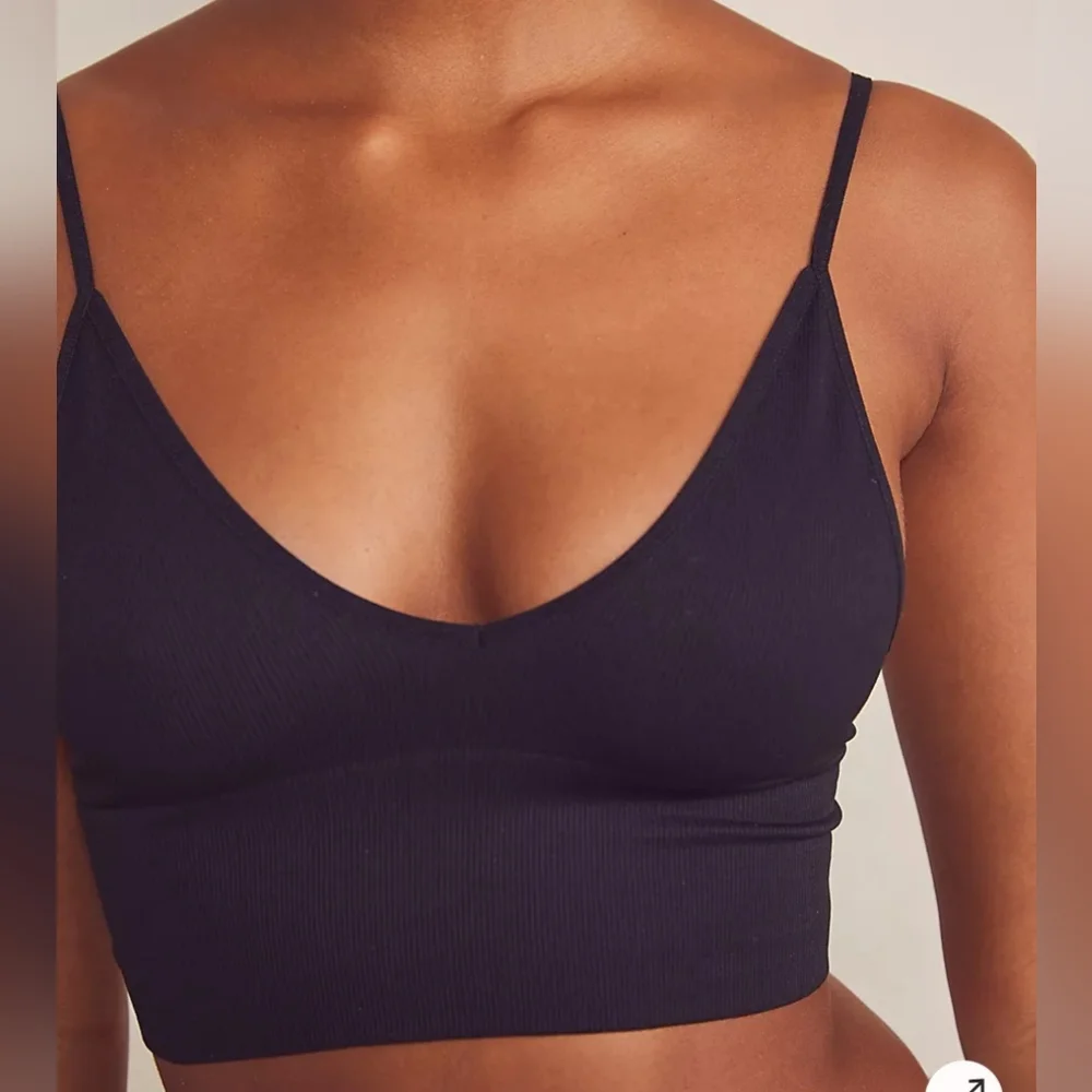 Free People Intimately Ali Low Back Seamless Bra Black NEW NWOT FPS007_4